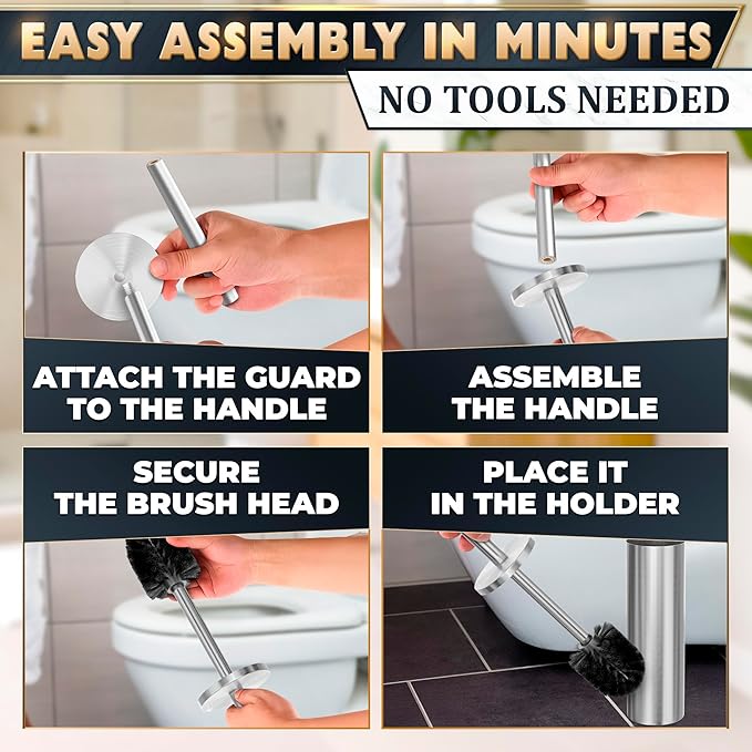 Stylish Stainless Steel Toilet Brush and Holder Set - Image 5