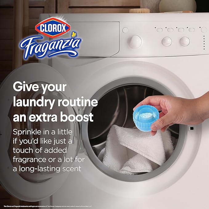 Clorox Fraganzia Laundry Scent Booster Crystals in Linen Scent - Scented In-Wash Freshener Beads for Fresh, Clean, Great Smelling Clothes and Linens, 18 Oz - 2 Pack