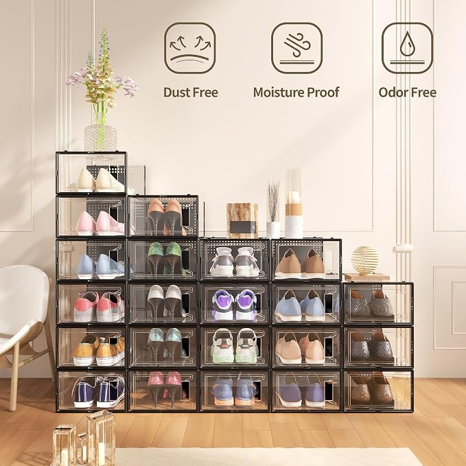 Secret Space 12 Pack XXX Large Shoe Organizer Storage Boxes - Image 2