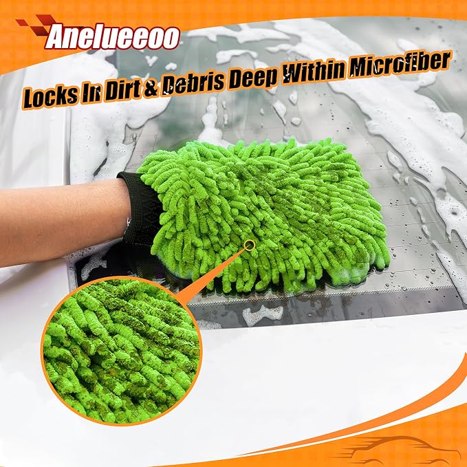 Car Wash Mitt Microfiber, Premium Chenille Microfiber Wash Car Mitts Sponge - Image 4
