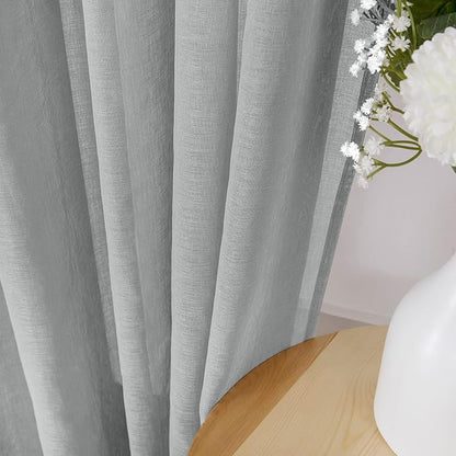 Tollpiz Sheer Curtain Linen Textured Living Room Curtains Sheer Light Filtering - Image 3