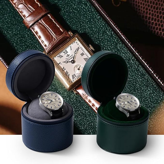 Oirlv Luxury Leather Watch Travel Case Single Watch Case with Removable Pillow(Brown)