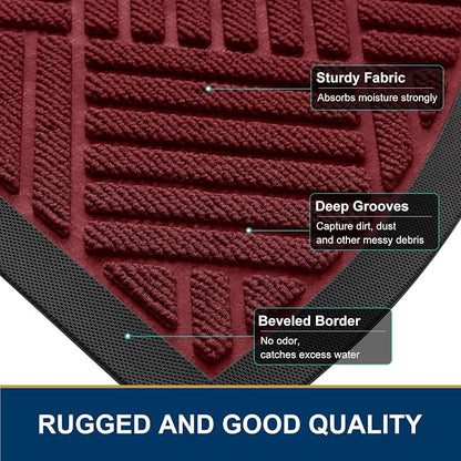 Smiry Half Circle Front Door Mat Outside Entrance, Heavy Duty Outdoor Indoor - Image 4