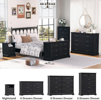 8 Drawer Dresser for Bedroom, Rustic Farmhouse Dresser - Image 5