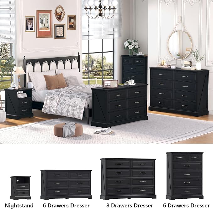 6 Drawer Dresser for Bedroom, Rustic Farmhouse Dresser - Image 5