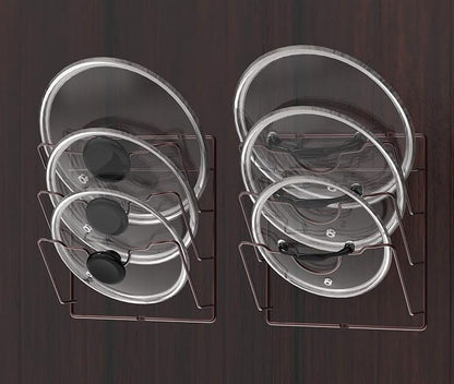 Simple Houseware Cabinet Door/Wall Mount Pot Lid Organizer Rack, Bronze - Image 4