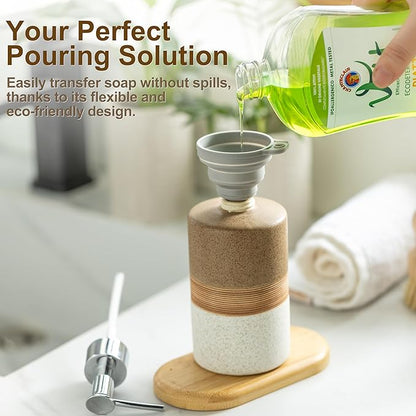 Ceramic Soap Dispenser Set for Hand Soap, Dish Soap, Conditioner, Includes - Image 2