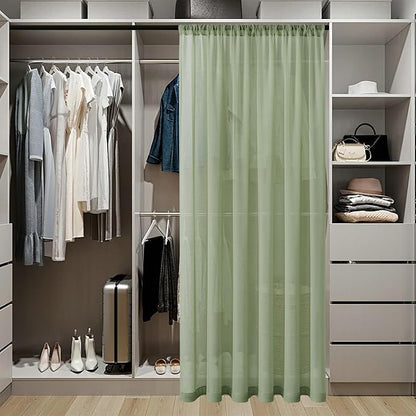 Tollpiz Sheer Door Curtains Closet Linen Textured Curtains Sheer Doorway Light - Image 3
