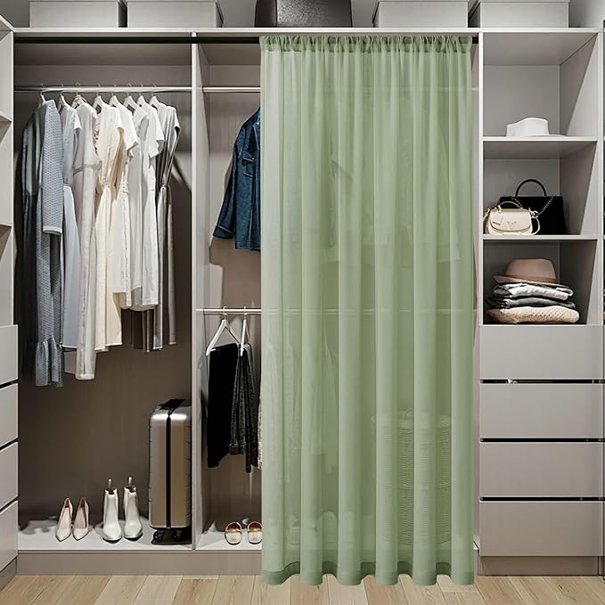 Tollpiz Sheer Door Curtain Closet Linen Textured Curtains Sheer Doorway Light - Image 3