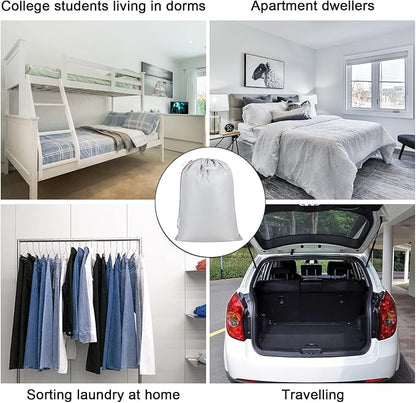 Polecasa Heavy Duty Laundry bag, 28 x36 inches Large Laundry Bag with 130gsm Tear Resistant Fabric and Handles, Durable Clothes Drawstring Bag for Laundry Hamper, College, Dorm, Travel, Silver