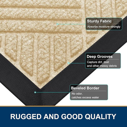 Smiry Front Door Mat Outside Entrance, Heavy Duty Outdoor Indoor Natural Rubber - Image 4