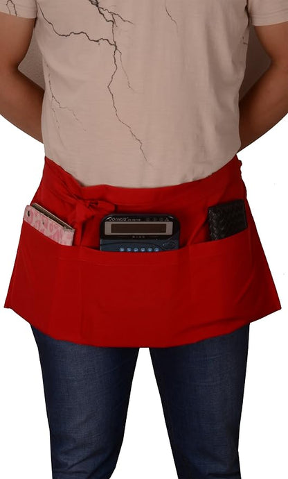 Resist water 3 big Pockets Waist Server Apron Kitchen Restaurant Unisex Half - Image 4