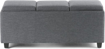 SIMPLIHOME Avalon 42 Inch Wide Contemporary Rectangle Storage Ottoman in Slate - Image 4