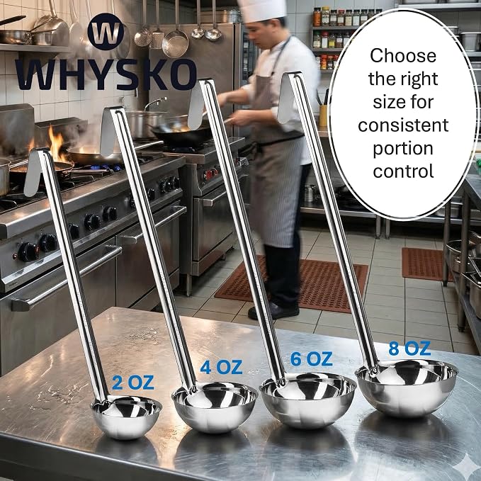 Whysko Soup Ladle Stainless Steel, 8 oz Metal Ladle Spoon, Rustproof Heat - Image 5