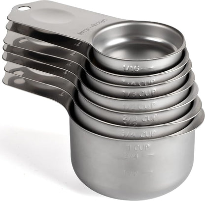 Stainless Steel Measuring Cups Set of 7 Stackable Heavy Duty Measuring Cups by X-zrew