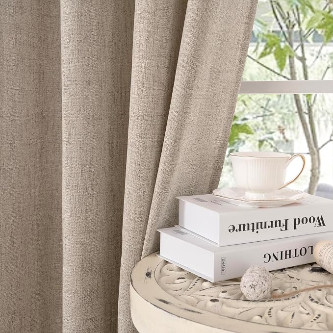 YoungsTex Dark Oatmeal Linen Curtains 40 Inch Length - Image 8