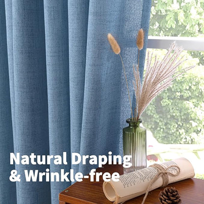YoungsTex Denim Blue Linen Curtains 80 Inch Length - Image 5