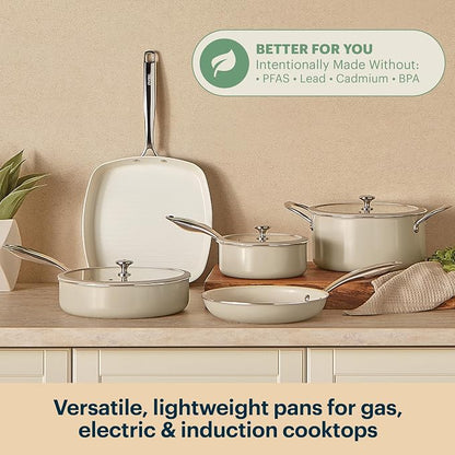 Pyrex 8-Piece Ceramic Cookware Set, Pots and Pans - Image 2