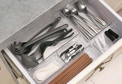 5 Pack Clear Plastic Drawer Organizer Tray Cutlery Utensil Makeups Drawer - Image 4