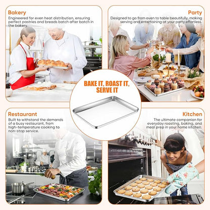 LIANYU 2 Pack Cookie Sheets for Baking, Stainless Steel Baking Tray Pan - Image 7