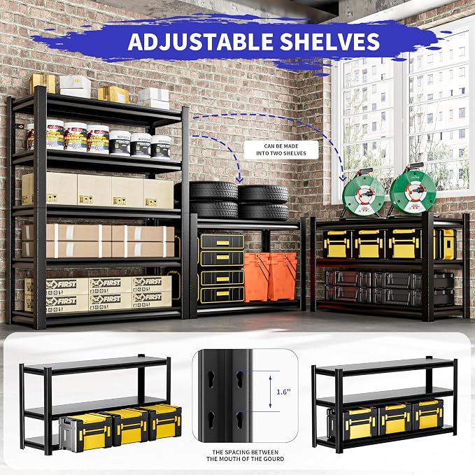 Garage Shelving Unit, 4 Pieces78 HThickened Metal Shelving Units - Image 4