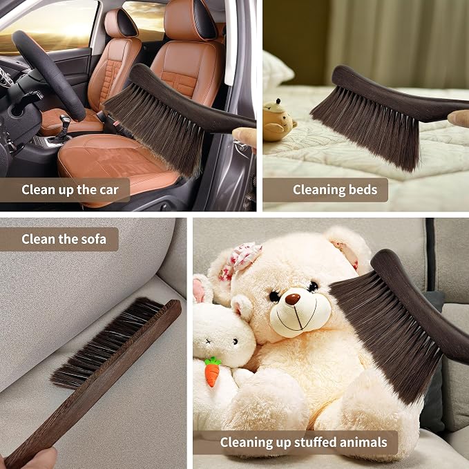 Hand Broom Brush, Dust Brush for Cleaning, Wood Block Hand Brush, Soft Bristle - Image 4