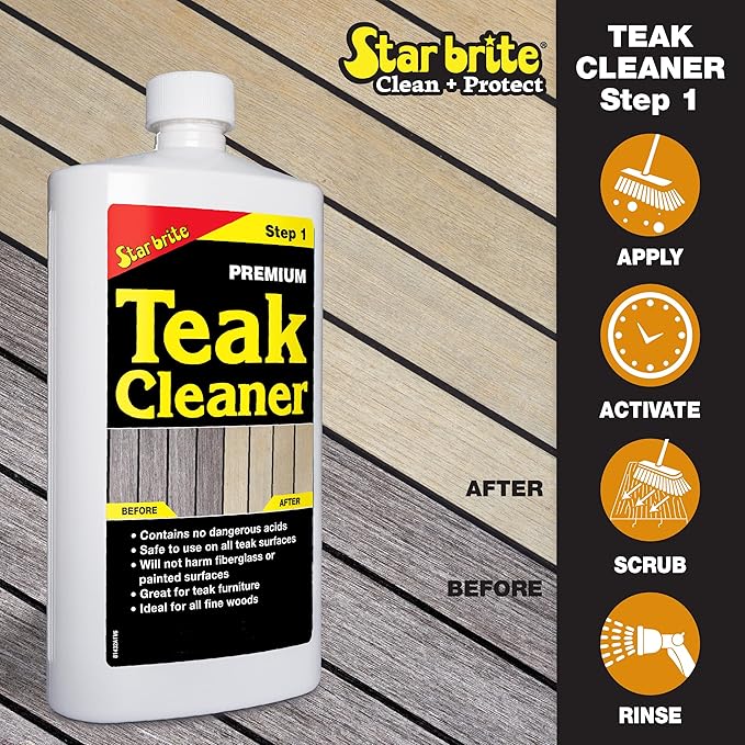 STAR BRITE Teak Care 3 Step Kit - Teak Cleaner + Teak Brightener + Teak Oil - 16 OZ (081216)