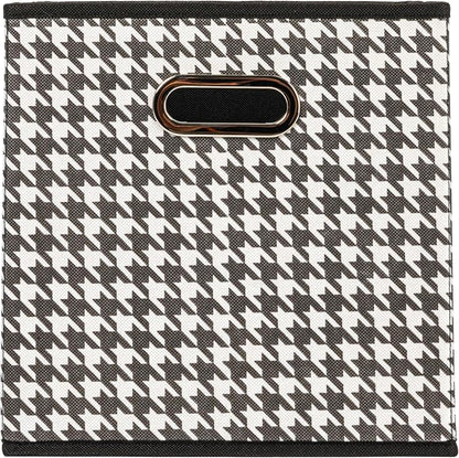 Household Essentials Fabric Storage Bins 6 Piece Set, Houndstooth White and - Image 4