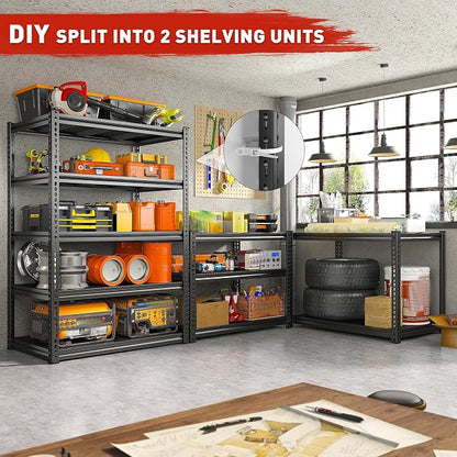 REIBII 72" H Garage Shelving Load 2500 LBS, Heavy Duty Storage Shelves - Image 6