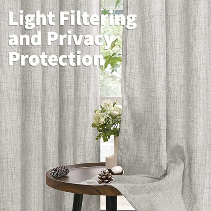 YoungsTex Light Grey Linen Curtains 95 Inches Long - Image 2
