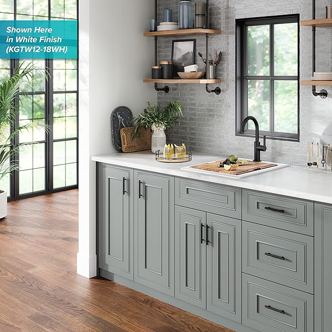 KRAUS Bellucci 18-inch Granite Workstation Drop In Top Mount Single Bowl Kitchen Sink in Metallic Black with Accessories, KGTW12-18MBL