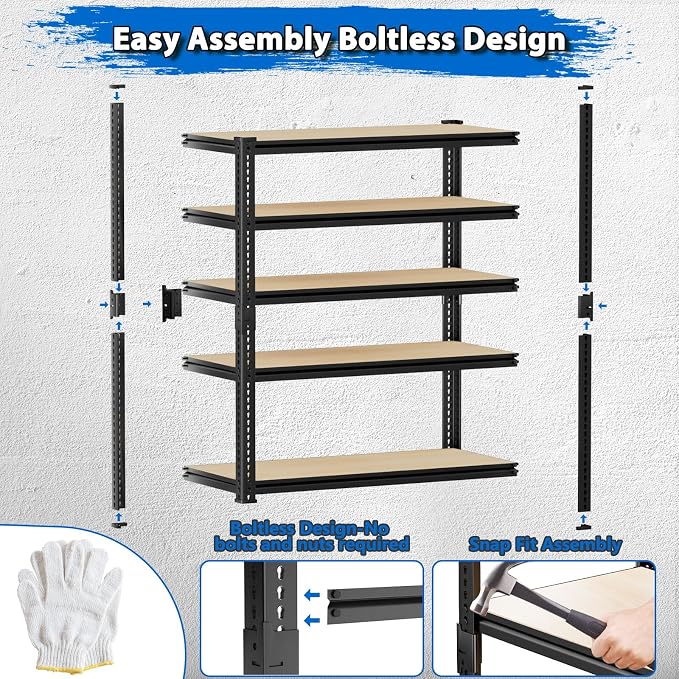 Garage Shelving, 5 Tier Adjustable Metal Organizer Wire Rack - Image 6