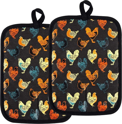 Pot Holders Set of 2 Heat Resistant 480 ℉Non Slip Clear Silicone Printed by REDLMLDETA