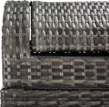 SAFAVIEH Outdoor Collection Mazeli Grey Brown Woven Swing Top Dome Lid Trash - Image 15