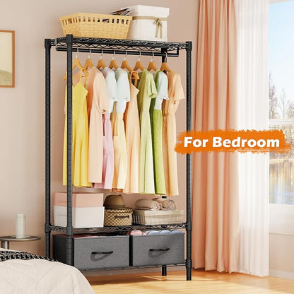 Heavy Duty Rolling Garment Rack 3 Tiers Adjustable Wire Shelving - Image 6