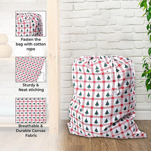 Urban Villa Laundry Bag Canvas|Dirty Clothes Travel Laundry Bag|Machine Washable|Reusable College Hostel Hamper Liner Bag for Garments Delicates Drawstring Closure 1 Pack Tree Print|Size 28X36 Inches