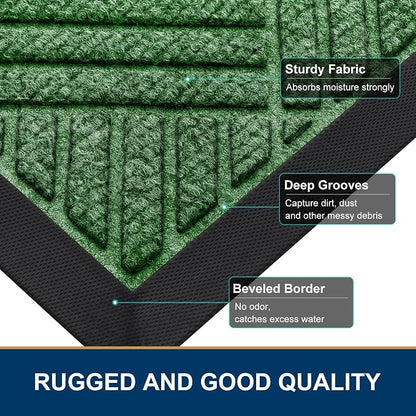 Smiry Front Door Mat Outside Entrance, Heavy Duty Outdoor Indoor Natural Rubber - Image 4