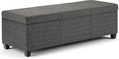 SIMPLIHOME Avalon 48 inch Wide Contemporary Rectangle Storage Ottoman Bench in by SimpliHome