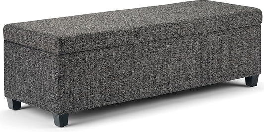 SIMPLIHOME Avalon 48 inch Wide Contemporary Rectangle Storage Ottoman Bench in by SimpliHome