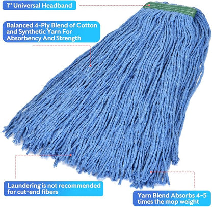 Matthew Cleaning 20oz 6Pack Cotton Floor Mop, Cotton Looped-Open String Heavy - Image 6