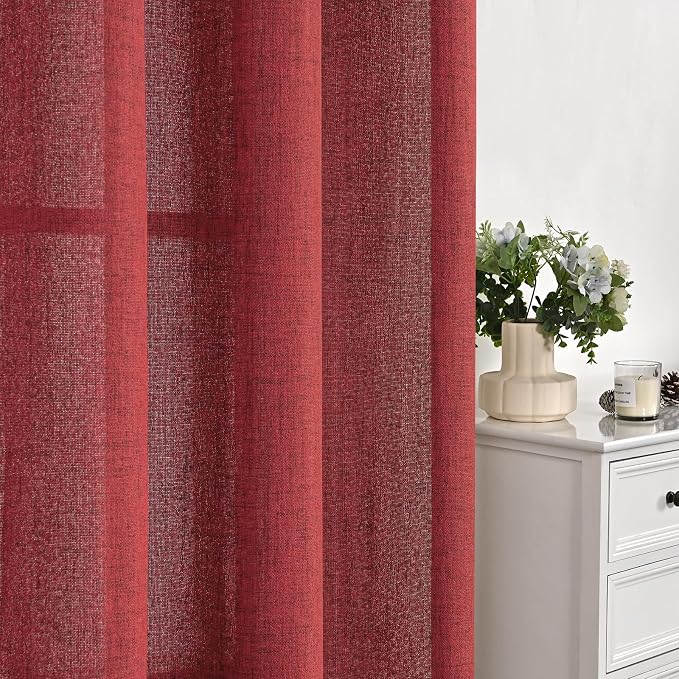 YoungsTex Red Linen Curtains 48 Inch Length - Image 9