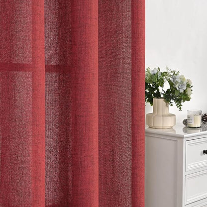 YoungsTex Red Linen Curtains 80 Inch Length - Image 9