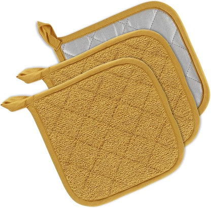 DII Basic Terry Collection Quilted 100% Cotton, Honey Gold, 3 Piece by DII