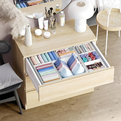 Drawer Organizer Clothes Set of 12 White-Grey - Image 5