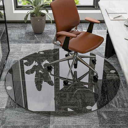 46" x 46" Round Tempered Glass Chair Mat - Image 4
