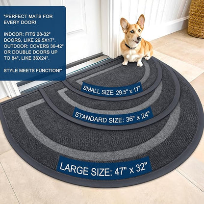 OLANLY Half Circle Door Mat Indoor Outdoor Entrance Welcome, Waterproof - Image 2