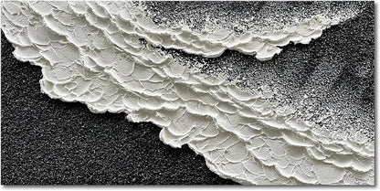 NANKAI 24x48 Inch Hand Painted 3D Ocean Wave Landscape Oil Painting Black and by NANKAIOilPaintingArt