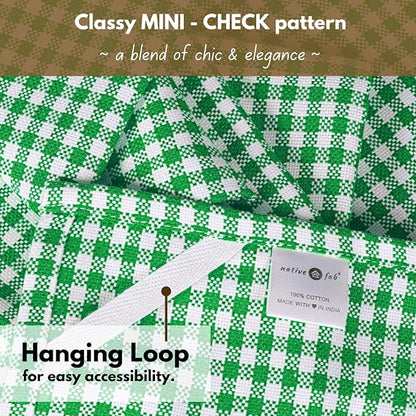 Native Fab Kitchen Dish Towels 16x26 inches Set of 4 Gingham Mini Check- 100% - Image 7