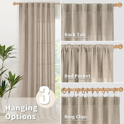 YoungsTex Dark Oatmeal Linen Curtains 45 Inch Length - Image 6