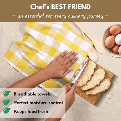 Native Fab Yellow Buffalo Dish Towel 16"x26", Soft Absorbent Dishcloths - Image 3